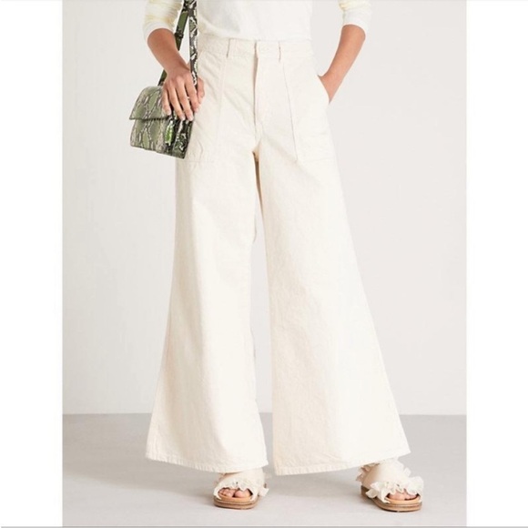 Ganni Extra Wide Leg Cream Color Bluebell Style Jeans Size 40 (8/10) - Picture 9 of 10